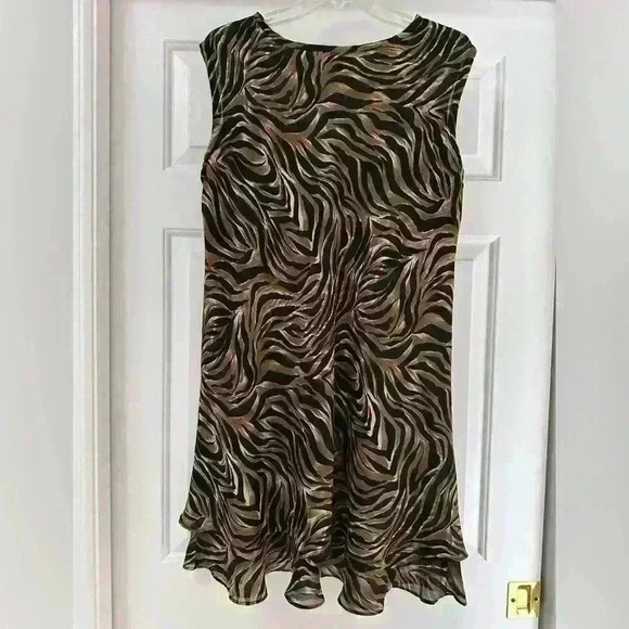 Nicole Studio New York Vintage Animal Print‎ Sheath Lined Layered Dress Sz 14 - Picture 4 of 9